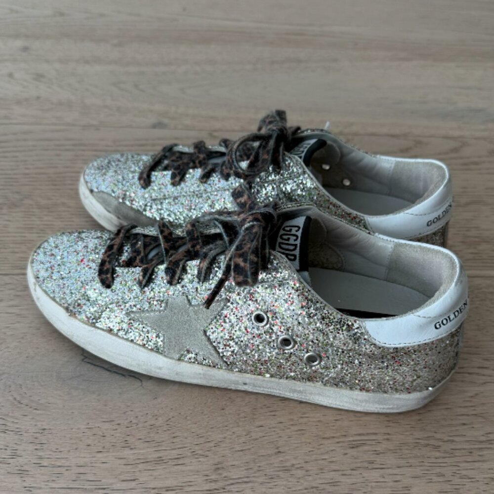 Golden Goose Superstar Low-Top Silver Glitter Sneaker 38 - Picture 6 of 11
